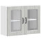 Eleganz Armario colgante de cocina con puerta de cristal gris Sonoma, material de madera y cristal, moderno espacio de almacenamiento para cocinas pequeñas, ahorra espacio y elegante
