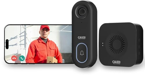 CALEX Smart Security Video Türklingel, Full HD 1080p Kamera mit APP-Steuerung, Zwei-Wege-Audio, Nachtsicht, Bewegungserkennung, Cloud & SD-Speicher, wasserdicht, Schwarz