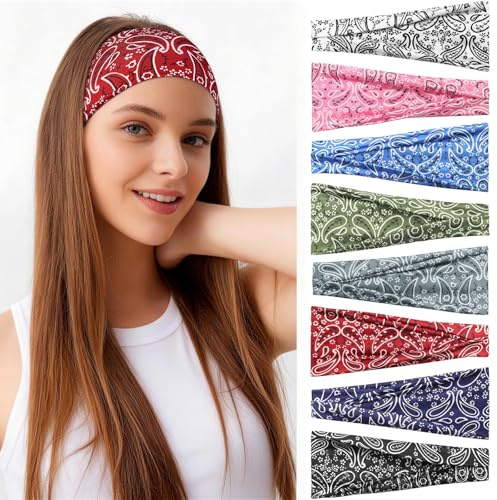 BELEVO 8 fasce per capelli da donna, elastiche, morbide, per adulti, antiscivolo, per yoga, sport, accessori alla moda