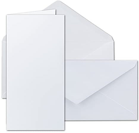 Kartenset inklusive Briefumschläge - 50er-Set - Blanko Einladungskarten in hochweiß - DIN Lang - 11 x 22 cm - Faltkarte/Klappkarte mit Umschlag - GUSTAV NEUSER