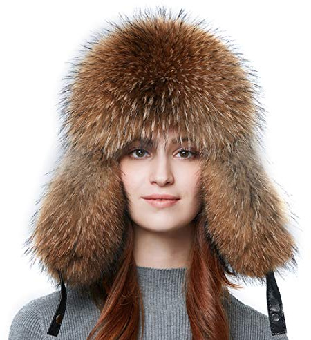 BeFur Leder Fellmütze Unisex Winter Fliegermütze Trappermütze aus eicht Fuchs Waschbär Fell