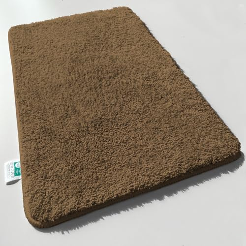 casa pura Badematte braun weicher, Flauschiger Badezimmerteppich in Shaggy Optik, Badvorleger rutschfest waschbar - Duschvorleger, Teppich Fußmatte für Badezimmer, Dusche 80x150cm, Sky Soft