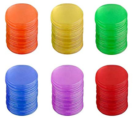 Toyvian 300 Count Bingo Chips Plastikmarker für Bingo Game Cards Spielzubehör (Mehrfarbig)
