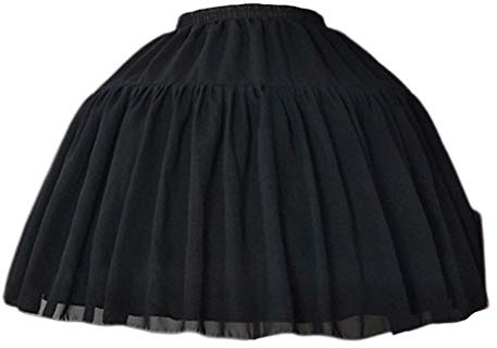 Only y Jupon Vintage Petticoat Mariee Mariage - Jupon Crinoline sous Robe Femme Fille Court Style - 2 Cerceau 2 Couches (Noir)