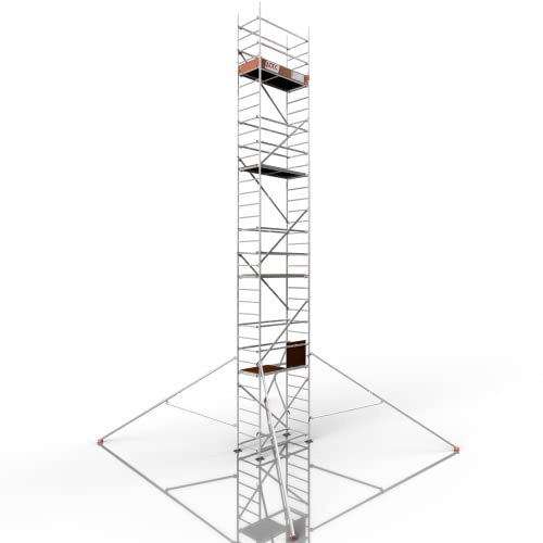 ALTEC Rollfix 2.0 1000 | 10m Arbeitshöhe | hvst. Fußplatten | Dreieckausleger | Made in Germany | TÜV | belastbar 200kg/m² | Norm - DIN EN 1004-1 | Modulares Arbeitsgerüst | Alu-Gerüst