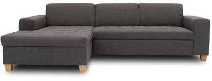 DOMO. collection Ecksofa Sugar, Sofa mit Schlaffunktion in L-Form, Eckcouch mit Bett, 266 x 162 x 80 cm, anthrazit