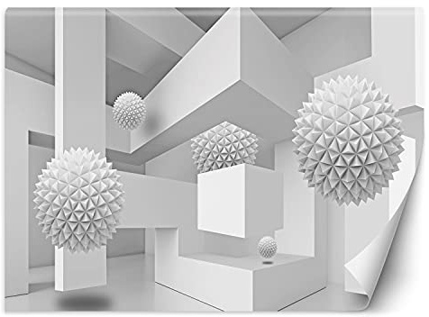Feeby Papier Peint Intisse Formes Géométriques 400x280 cm blanc Déco Murale Trompe L' Oeil Tapisserie Moderne Salon Chambrea' Coucherr Salle De Bain Cuisine Abstraction Illusion 3D