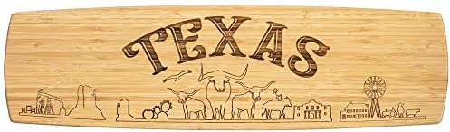 Totally Bamboo Texas - Tabla de charcutería extragrande y plato de queso con obras de arte grabadas, 30 x 8.5 pulgadas