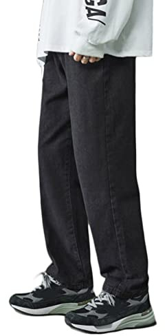 ORANDESIGNE Uomo Vintage Hip Hop Stile Baggy Jeans Loose Fit Dritto Gamba Larga Lounge Pantaloni Denim Y2K Streetwear Jeans Diritti Larghi Jeans Jeans Denim Pantaloni F Grigio Scuro XS