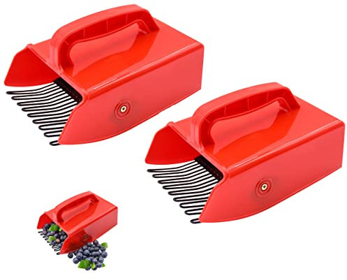 Berry Picker, 2 Pack Berry Pickers and Rakes with Metallic Comb and Ergonomic Handle for Easier Berry Picking, Blueberry Rake Scoop for Blueberries, Lingonberries and Huckleberries