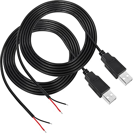 RIIEYOCA 2Pcs USB 2.0 Stecker 2pin Bare Wire, USB Power Data Cable DIY Pigtail Kabel für USB-Geräte installiert oder DIY ersetzen Reparatur (2M)