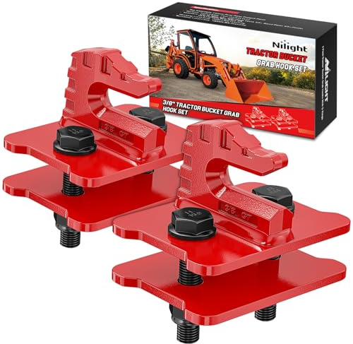 Nilight 2 Stück Traktor-Eimer-Haltehaken, 1, 9 cm, robust, gesenkgeschmiedeter Stahl, zum Anschrauben, verzinkter Guss-Abschlepphaken, max. 6803 kg, Rot