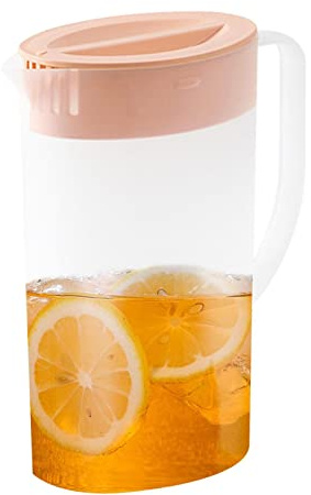 Fulenyi Wasserkrug Wasserkanne 2 Liter, mit Deckel aus Kunststoff Getränkekaraffe für heißes u. kaltes Wasser Eistee Kaffee Milch Saft Karaffe mit Griff