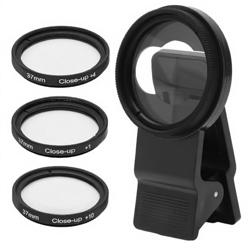 37mm Macro Close Up Filter Set,+1/+2/+4/+10 Macro Filter Close Up Lens Accessoire, Filtre D'objectif de Téléphone Portable, pour Différents Téléphones Portables