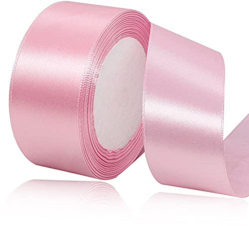 IMSOLDECOR Satinband Pink 40mm, 23m Geschenkband für Geschenkverpackungen | Bänder für DIY-Basteleien, Blumensträuße, Nähprojekte, Schleifenherstellung, Geburtstags& Hochzeitsdekorationen