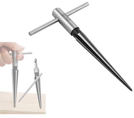 ieron Tapered Reamer, 1/8 / 3mm - 1/2 / 13mm Straight Flute T Handle Taper Reamer Set, T Shape Handle Tool for Wood Plastic, Carbon Steel
