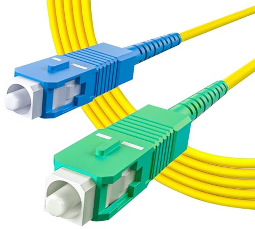 10Gtek® 10m Câble Fibre Optique pour Freebox de Free Pop, Ultra, Revolution, Simplex Monomode SC/APC à SC/UPC Rallonge/Jarretière,Garantie 5 Ans, Jaune