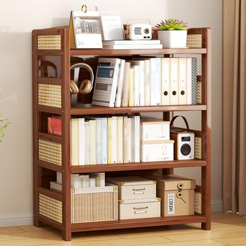 EKDJSN Produkt Vitrine Aus Bambus, Schaukasten Aus Kunststoff-Rattan, Offene Vitrinenschrank, Mit Einer Tragfähigkeit Von Bis Zu Ca. 280 Catty, Geeignet for Arbeitszimmer Usw (Color : Brown, Size :
