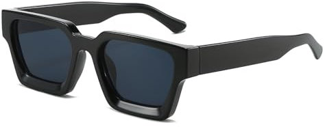 Laurinny Retro Rechteckige Sonnenbrille für Damen Herren Vintage Eckig Trendige Quadratischer Schwarzer Schildpatt Rahmen(Schwarz/Grau)