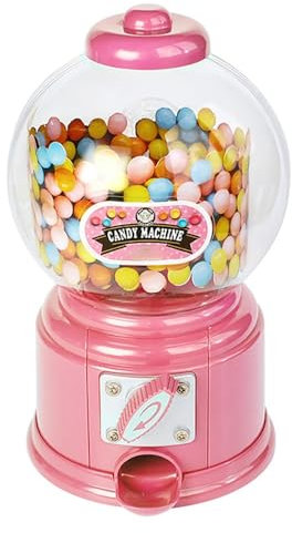 hansum Mini Candy Machine Portable Vending Gumball Dispenser Twist Candy Dispenser Cute Sweets Machine (Color : Pink)