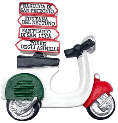 Imán 3D para Nevera Vintage Bandera Italia, imán Nevera, decoración Scooter Coche Bolonia para Pizarra magnética, casa y Cocina, Oficina
