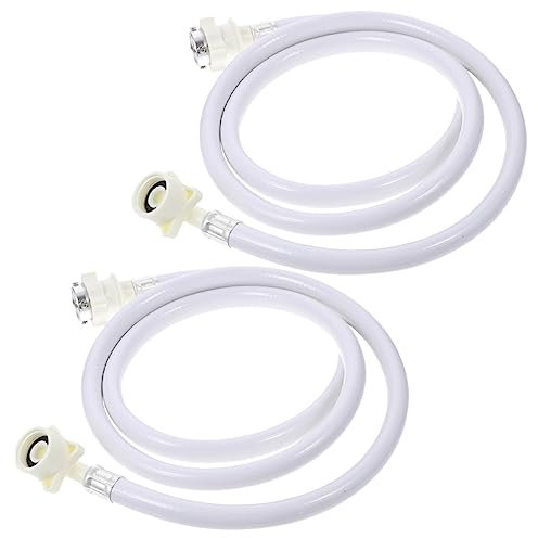 Mikikit 2pcs Washing Machine Inlet Hoses Extra Long Water Hose for Washing Machine PVC Stainless Steel Leakproof Flexible Bend Adapter