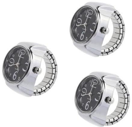 DEARMAMY 3St Ringuhr Digitaluhren für Herren antiker Fingerring lässiger Uhrenring Herrenuhr Damen digital personalisierter warnweste personalisiert Uhrengehäuse für Herren betrachten Black