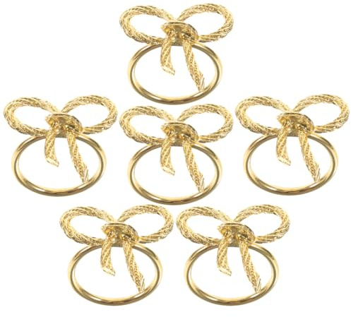 jojofuny 6 StüCk Goldene Schleifen Serviettenringe, Metall Serviettenhalter FüR Weihnachten, Hochzeit, Abendessen, Bankett, Familientreffen Tischdekoration