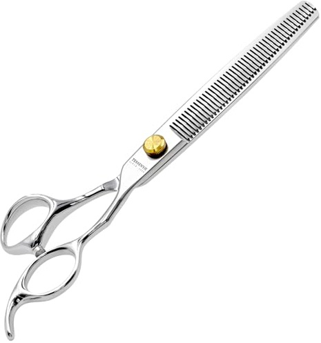 Tessenyh Dog Grooming Scissors, 7.0 46 Teeth Thinning Shears, Premium Stainless Steel, Safety Rounded Tip & Offset Handles for Precision Trimming Dogs, Cats, Pet at Home