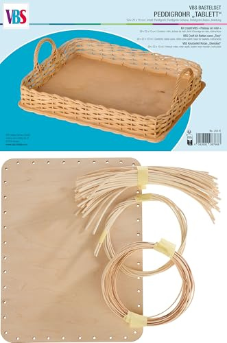 VBS Bastelset Peddigrohr Tablett 22x29x10 cm Holz Peddigrohr DIY Set für kreative Projekte