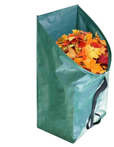 Bolsa de hojas reutilizable – Gran recolector de residuos de jardinería, bolsa duradera para limpieza de jardín | Bolsa para desechos de césped de alta resistencia de 200 litros, soporte portátil para
