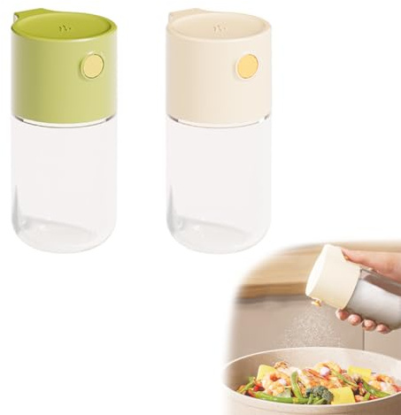HZIYOU Saliera e pepiera in vetro con funzione a pressione precisa, per spezie e condimenti in cucina, confezione da 2