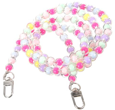 NUOBESTY Cuerda para Teléfono Cuentas para Muñeca, Correa Ligera Resistente de Plástico, Cadena Colgante Unisex Ajustable para Uso Diario, Color Transparente, Tamaño Mediano