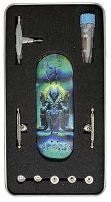 LEEFAI Pro Fingerboard Set completo 34 x 96 mm, tavola in acero, truck 4.0, design con stampa UV, mini skateboard da dito - Op3ra V3-Alienation