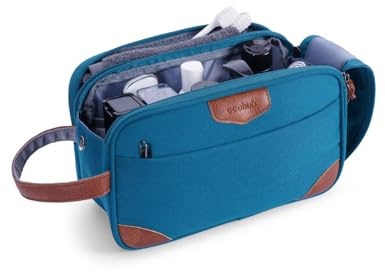 ECOHUB Reise Kulturbeutel für Herren, Kosmetiktasche mit Doppelter Reißverschlussöffnung, Wasserdicht Kulturtasche mit Groß Fach & Nassfach, PET-Recycelte Waschtasche, Toiletry Bag für Männer(Grün)