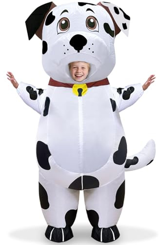 Camlinbo Halloween Inflatable Dalmatian Costume for Kids, Full Body Blow Up Animal Dog Costumes for Halloween Cosplay Party