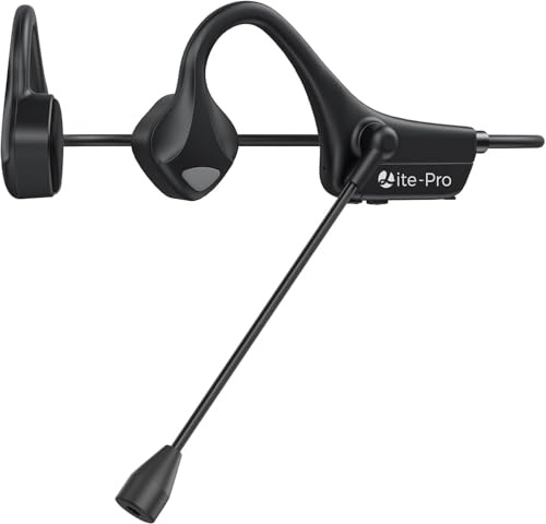 YouthWhisper Bone Conduction Headphones Bluetooth 5.0 with Noise-Canceling Boom Mic - IP54 Waterproof Open-Ear Wireless Headset for Office Conference Calls, Online Teaching/Learning