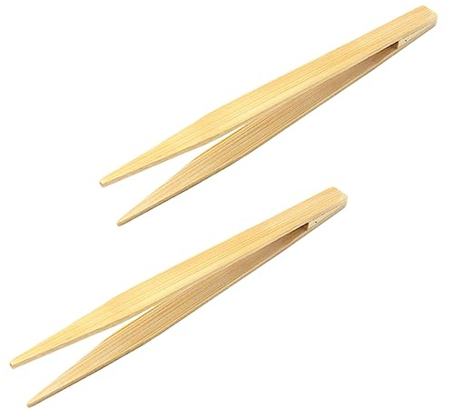 Abaodam 2piezas Pinzas Antideslizantes para Reptiles Pinzas para Comida Bambú Natural Accesorio De Alimentación para Mascotas