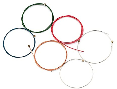 Set mit 6 Gitarrensaiten, Ersatz-Stahlsaiten, Akustikgitarrensaiten, Folk-E-Gitarre, gewickelt, bunte Gitarrensaiten, Gitarrensaiten, Ersatz-Kits, Stahlgitarrensaiten
