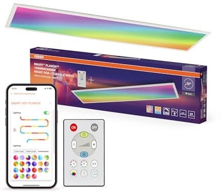 OSRAM SMART+ WIFI PLANON MAGIC Pannello LED, bianco, 36W, 3600lm, luce bianca 2700-6500K e luce colorata dinamica Magic RGB, dimmerabile, lunga durata, controllabile tramite SMART+ App
