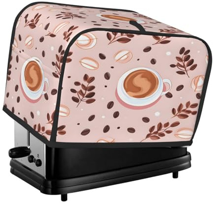 Mexpekil Kaffeetasse, Bohnen, Blätter, Toaster-Abdeckung, 2 Scheiben, Brotbackmaschinen-Abdeckung, wasserdicht, Küche, kleines Gerät, staubdichte Abdeckungen, Toaster-Ofenschutz, Frauengeschenk