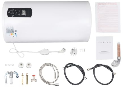 Elektrischer Warmwasserbereiter, 220V 50L Elektrospeicher Warmwasserspeicher Elektro Wasserbereiter Wandspeicher Tank-Wassererhitzer Einstellbarer Wassererhitzer mit Leckage Schutz für Küchen Bäder