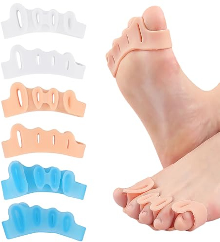 Xynovate Separatore Dita Piede[6 Pezzi]Fascia Anti Alluce Valgo, Allargadita in Morbido Raddrizza Toe Spacer, Divaricatore Dita Piedi per il Sollievo dal Dolore Dell’alluce Valgo, Taglia Unica
