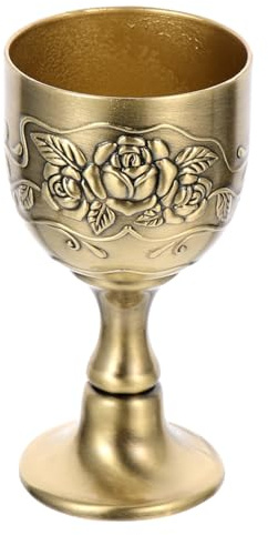 VALICLUD Copa de Licor Vintage Europeo Bronce Cáliz Retro Dorado Pequeño para Licores Copa Elegante para Casa y Decoración