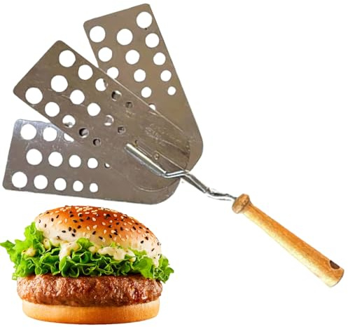 Grill Spatula - Stainless Steel Fish Turner Spatula with Slot | Hamburger Turning Press Tool for Steak, Pancake, Fish Griddle Cooking or Kitchen Use, 11.75x2.5in 136g