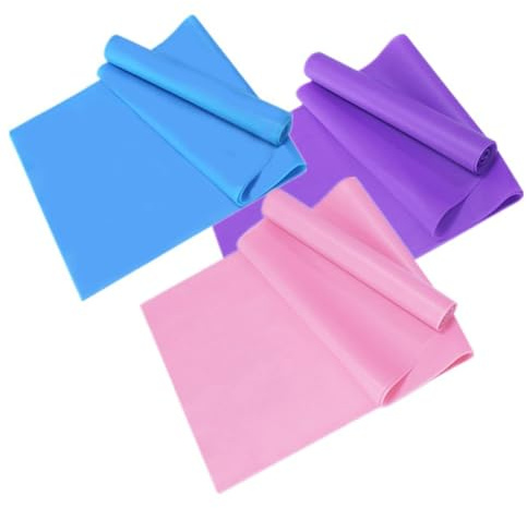 TOGEVAL 3 pezzi Cintura Yoga per Stretching e Flessibilità Fascia Resistenza Antiscivolo per Palestra Casa Allenamento Yoga Dance Fitness Uomo Donna Blu Rosa