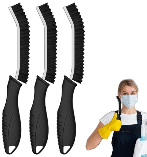 Cepillo de Limpieza de Grietas con Cerdas Duras, Set de 3 Unidades, Mango Ergonómico, para Baño, Cocina, Lechada, Juntas y Esquinas Difíciles