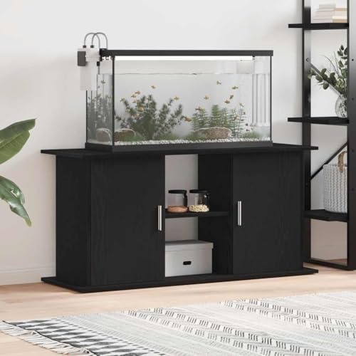 Frdhee Aquariumschrank,Aquariumständer mit Regal Schwarz Eichen-Optik 121x41x58 cm Holzwerkstoff Aquariumunterschrank,Fischbeckenständer für Wohnzimmer,Geschäft,Büro
