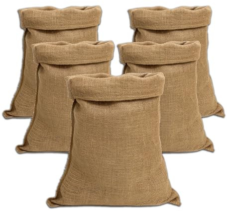 IPEA Sacs en toile de Jute Grandes 80 x 50 cm – 5 Unités – Sac de Jute Naturelle pour Bricolage, Décoration, Jardin, Boîte à Objets, Noël, Fêtes,