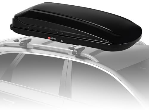 GarveeTech 70 Inch Rooftop Cargo Box Carrier, 17.7 Cubic Ft. Hard Shell Roof Rack Cargo Carrier with Security Keys, 165 Lbs Capacity Waterproof Rooftop Storage Box, Dual Side Opening